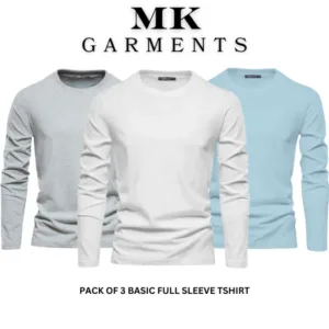 MK Garments - Pack Of 3 Plain Colors Premium Full Sleeves Shirts