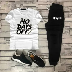 DAYS OFF Tag Printed Summer Tracksuit For Men & Boys Tee-shirt with trousers