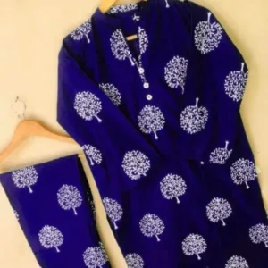 Trendy Leaf print linen 2pc dress for women